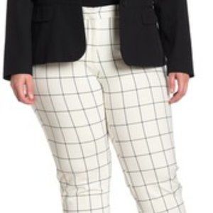 Amanda & Chelsea ivory windowpane slim pants 20W